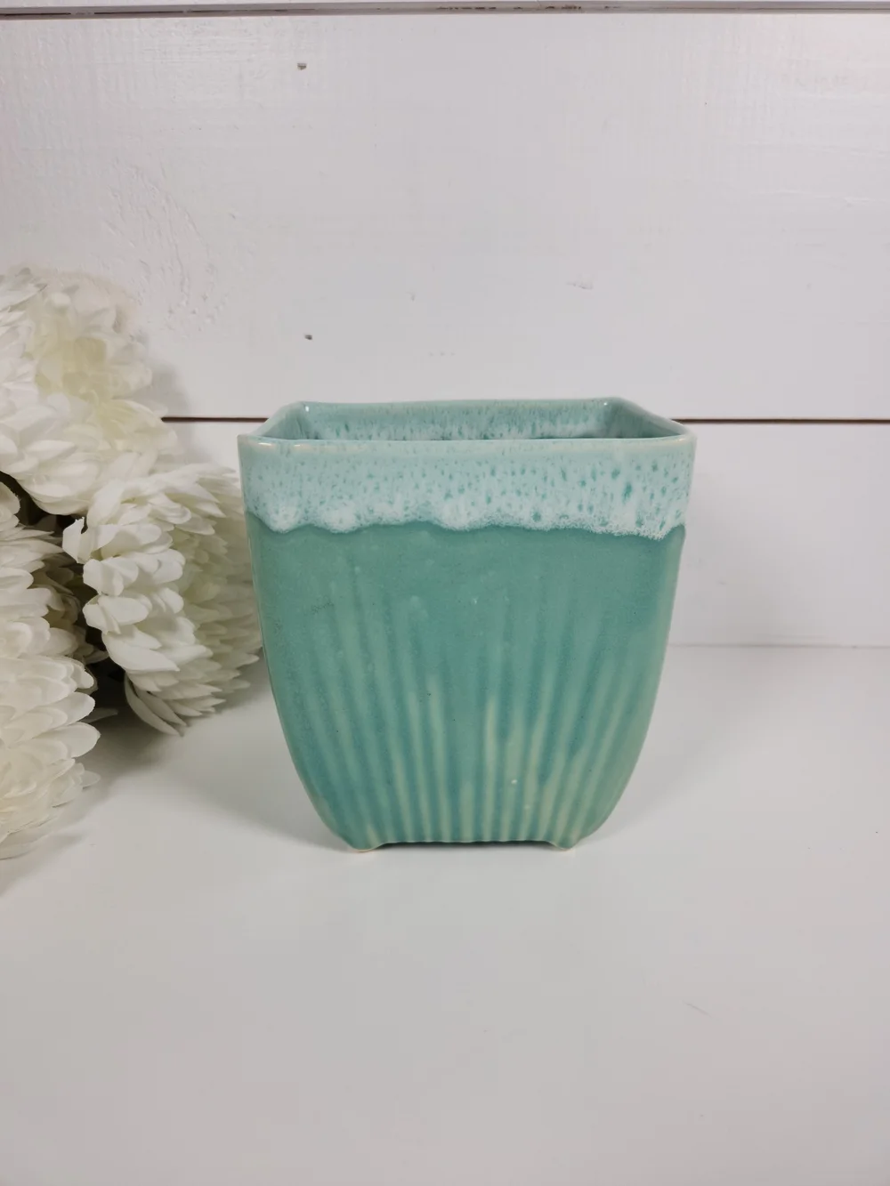 Vintage Upco USA 34 Seafoam Green Pottery Vase | Mid Century Planter | Retro